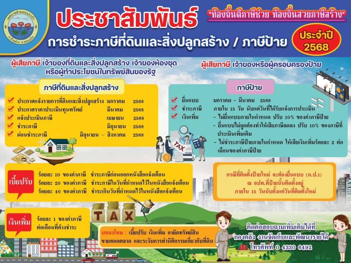 ประชาสัมพันธ์การชำระภาษีที่ดินและสิ่ง...